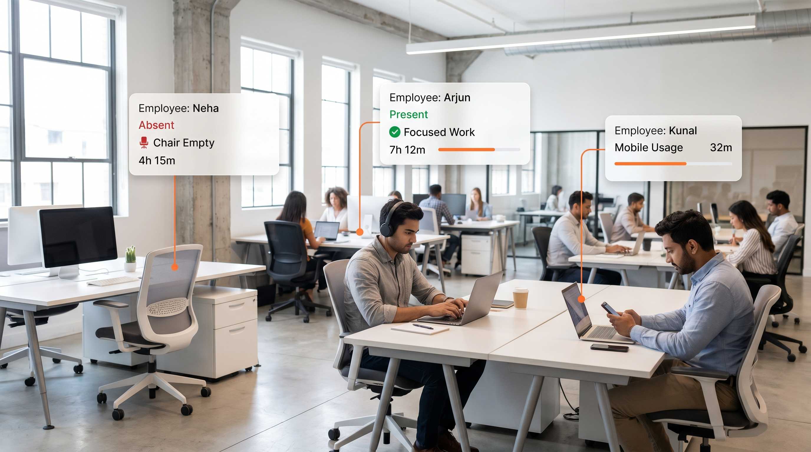 A modern workplace running Workplace AI